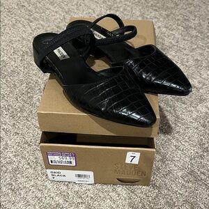 Steve Madden Black Croc-Pattern Loafers